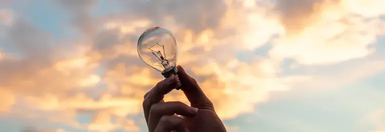 lightbulb against the sunset