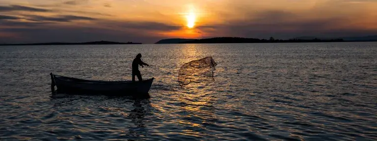 Fishing line being thrown