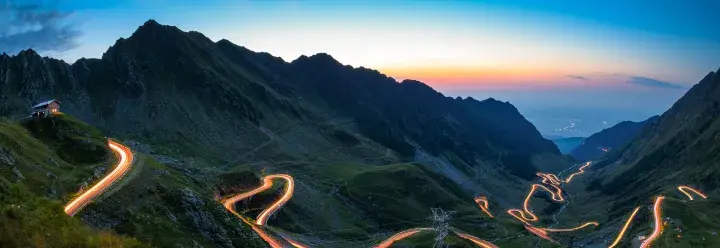 Mountain road at night